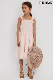 Reiss Pink Agatha Junior Tiered Cotton Blend Ruffle Dress (707083) | CA$194