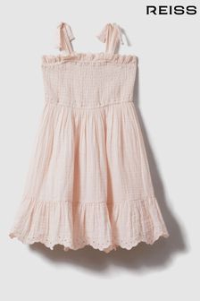 Reiss Pink Agatha Teen Tiered Cotton Blend Ruffle Dress (707234) | LEI 644