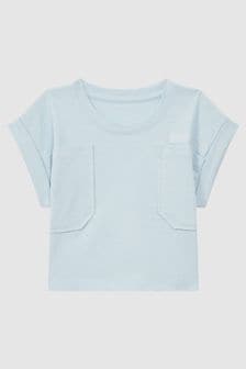 Reiss Blue Lulu Teen Cropped Cotton Crew Neck T-Shirt (707242) | kr328