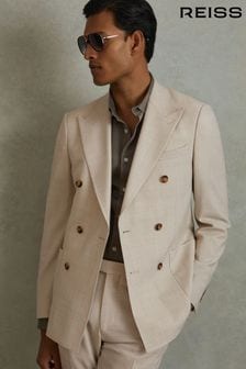Песочный - Приталенный двубортный пиджак Reiss Belmont (707350) | €530