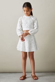 Reiss Ivory Nella Junior Cotton Broderie Lace Skirt (707427) | 344 SAR