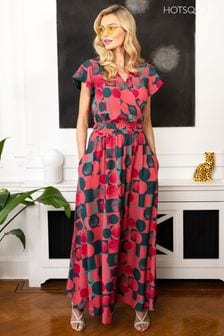 Розовое платье макси из шифона с топом с запахом HotSquash (707597) | €182
