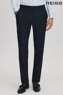 Reiss Navy Klink Wool Check Adjuster Trousers (707676) | 288 €