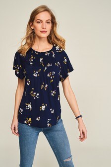 Haut smocké à manches courtes