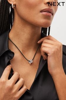 Black Cord Silver Tone Knot Short Necklace (707793) | €14