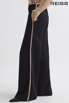 Reiss Black/Pink Lina Petite High Rise Wide Leg Trousers (707865) | AED1,282