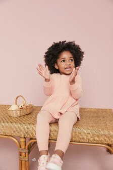 Pink Long Sleeve Knitted Peplum Leggings Set (3mths-7yrs) (707908) | BGN 52 - BGN 63