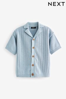 Blue Short Sleeved Button Through Polo Shirt (3mths-7yrs) (707953) | €16 - €18