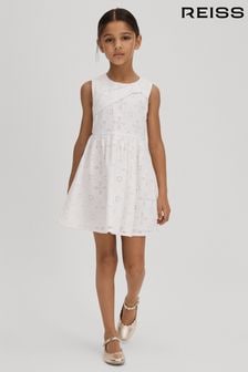 Reiss Ivory Mabel 9-13 yrs Cotton Broderie Lace Dress (708036) | $134