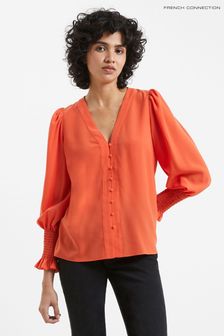 Red - French Connection Crepe V-neck Blouse (708324) | kr900