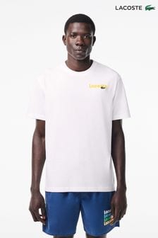 לבן - Lacoste Pastel Graphic Back Print T-shirt (708774) | ‏352 ‏₪