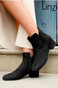 Linzi Black Maggie Low Block Heeled Ankle Boots (709181) | kr493
