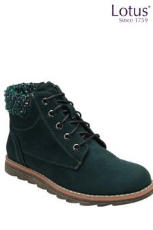 Lotus Green Lace-Up Ankle Boots (709479) | kr844