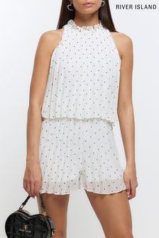River Island White Pleated Layer Playsuit (710124) | €21.50