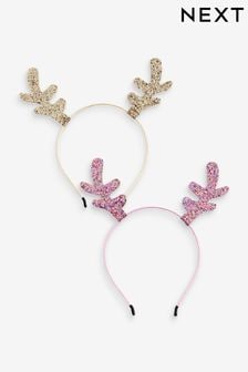 Pink - /gold Christmas Reindeer Antler Headband 2 Pack (710291) | DKK115