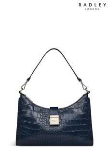 Radley London Blue Sloane Street Faux Croc Medium Zip Top Shoulder Bag