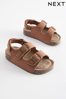 Terracotta Brown Standard Fit (F) Double Buckle Cushioned Footbed Sandals (710563) | KRW29,900 - KRW36,300