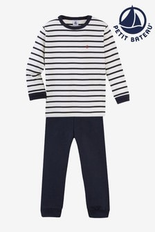 Petit Bateau Navy Iconic Rib Stripe Long Pyjamas