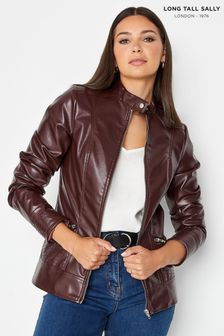 Long Tall Sally Red Faux Leather Funnel Neck Jacket (711126) | $111
