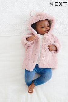 Pink Hooded Ears Cosy Button-Up Baby Jacket (0mths-2yrs) (711444) | DKK196 - DKK215
