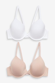 Lot de 2 soutiens-gorge légèrement rembourrés en coton  à bonnets classiques
