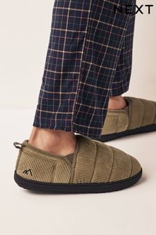 Tan Brown Corduroy Quilted Slippers (711986) | €13
