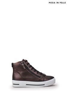 Brown - Moda In Pelle Annaken High Top Chunky Sole Lace Up White Trainers (712082) | €158