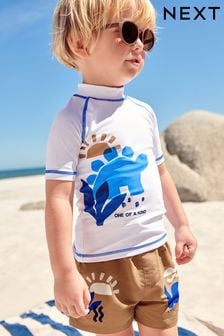 Neutral and Cobalt Sunsafe Top and Shorts Set (3mths-7yrs) (712674) | €20 - €25
