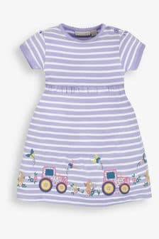 JoJo Maman Bébé Lilac Stripe Tractor Appliqué Dress (712782) | €34