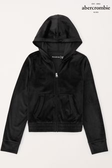 Abercrombie & Fitch Velour Zip Black Hoodie (713093) | HK$411