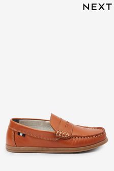 Tan Brown Leather Slip-On Penny Loafers (713280) | $94 - $129