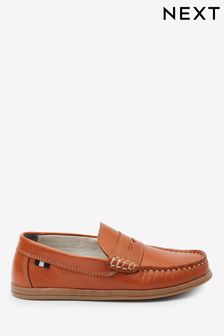 Tan Brown Leather Slip-On Penny Loafers (713280) | KRW68,300 - KRW93,900