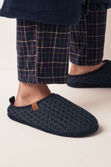 Navy Blue Chunky Knit Mule Slippers (713331) | SGD 32