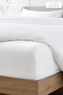 شرشف سرير مسطح بالغ العمق أبيض قطن مصري 100% عدد الخيوط في البوصة المربعة 400 من المجموعة الفاخرة