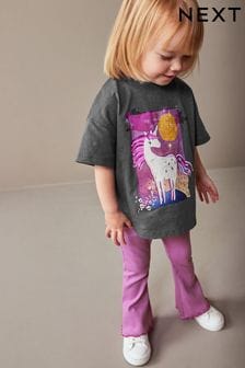 紫色獨角獸圖案 - 喇叭內搭褲上衣套裝 (3個月至7歲) (714009) | NT$490 - NT$670