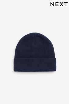 Navy Blue Flat Knit Beanie Hat (3mths-16yrs) (714117) | AED13 - AED27