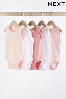 Pink Baby 5 Pack Vest Bodysuits (714208) | kr133 - kr186