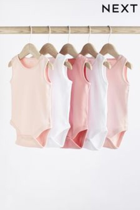 Pink Baby 5 Pack Vest Bodysuits (714208) | €13 - €18