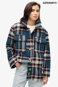 Superdry Petrol Blue Check Heavyweight Unlined Overshirt (714540) | $163