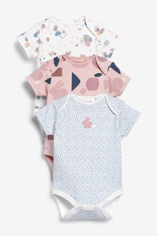 3 Pack Short Sleeve Bodysuits (0mths-3yrs)