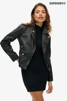 Superdry black biker jacket sales