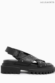 AllSaints Black Cosmo Stud Sandals (714940) | €143