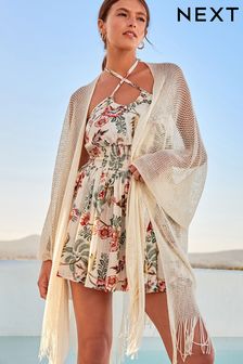 Cream Fringed Crochet Cover-Up (714966) | €17