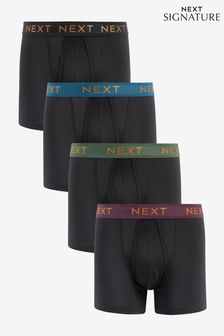 Black Bamboo Rich Waistband Signature A-Front Boxers 4 Pack (715061) | AED100