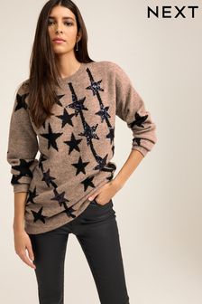 Dolg pulover z zvezdo z bleščicami (716562) | €25