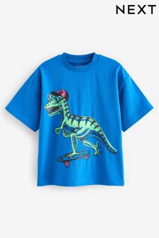 Bright Blue Skating Dino Relaxed Fit Short Sleeve Graphic T-Shirt (3-16yrs) (716572) | $7 - $12