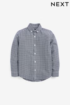 Navy Blue Gingham Plain Long Sleeve Oxford Shirt (3-16yrs) (716595) | TRY 299 - TRY 414