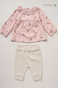 Homegrown Pink Cotton Top and Trousers Set