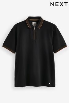 Black Gold Tipped Textured Polo Shirt (716660) | €34