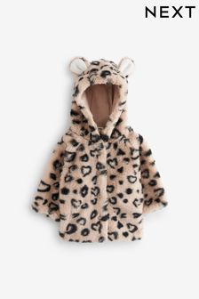 Brown/ Black Leopard Hooded Ears Cosy Button-Up Baby Jacket (0mths-2yrs) (717217) | $41 - $45
